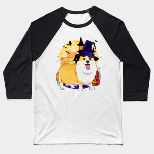 Pembroke Welsh Corgi Witch Halloween Baseball T-Shirt